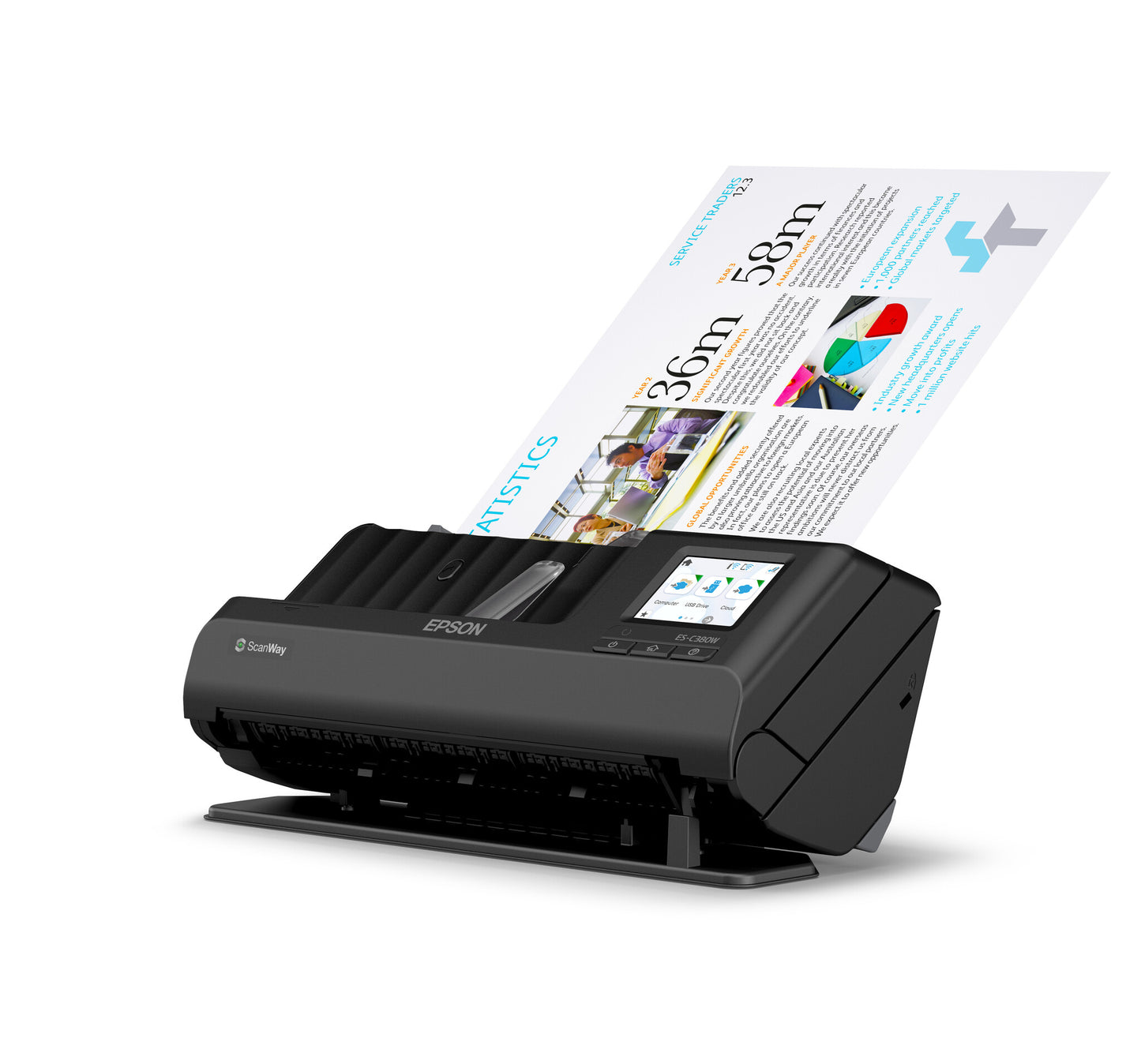 Epson ES-C380W ADF + arkmatad scanner 600 x 600 DPI A4 Svart
