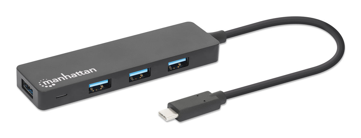 Manhattan 164924 gränssnittshubbar USB 3.2 Gen 1 (3.1 Gen 1) Type-C 5000 Mbit/s Svart