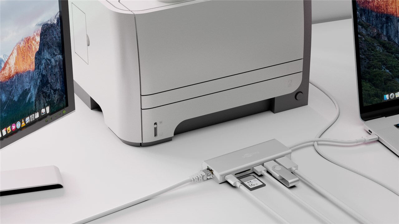 Goobay 76788 dockningsstationer för bärbara datorer USB Type-C Silver