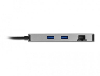 DeLOCK 87004 dockningsstationer för bärbara datorer Kabel USB 3.2 Gen 1 (3.1 Gen 1) Type-C Grå