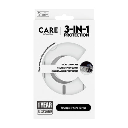 PanzerGlass CARE™ by ® 3-in-1 Ceramic Bundle iPhone 16 Plus mobiltelefonfodral Mobilskal Transparent