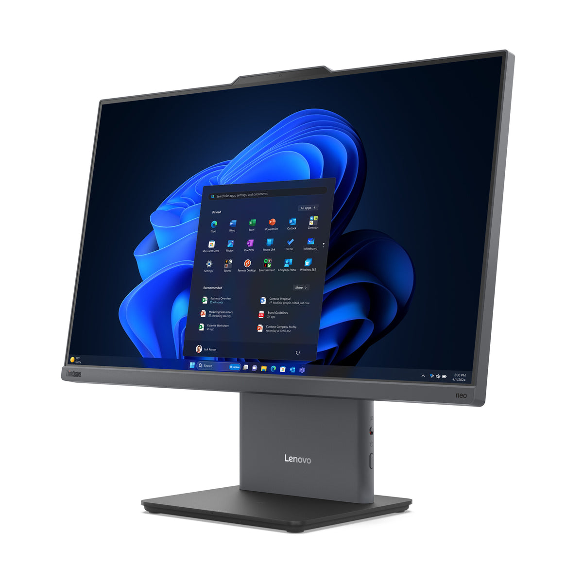 Lenovo ThinkCentre neo 50a 24 Gen 5 Intel Core 5 210H 60,5 cm (23.8") 1920 x 1080 pixlar Pekskärm Allt-i-ett-dator 16 GB DDR5-SDRAM 512 GB SSD Windows 11 Pro Wi-Fi 6 (802.11ax) Grå
