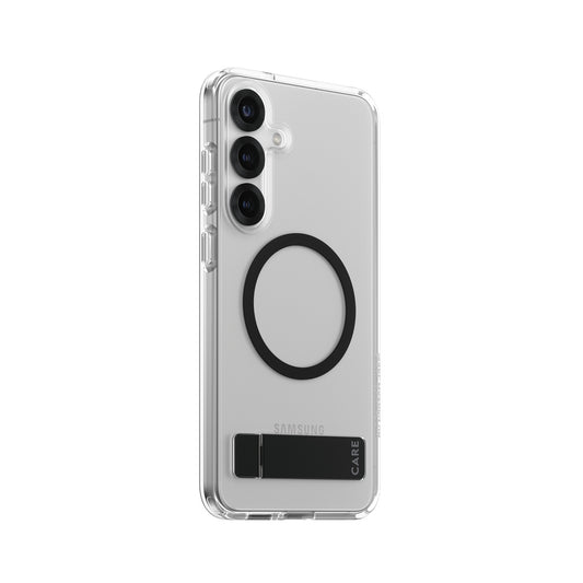 PanzerGlass CARE by ® Feature Case Transparent w. Black Kickstand & Qi Compatible Samsung Galaxy S25+ mobiltelefonfodral Omslag