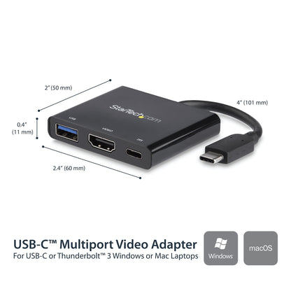 StarTech.com USB-C multiportadapter med HDMI - USB 3.0-port - 60 W PD - Svart