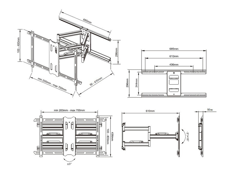 Multibrackets 5471 tv-fäste 2,16 m (85") Svart