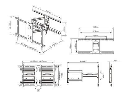 Multibrackets 5471 tv-fäste 2,16 m (85") Svart