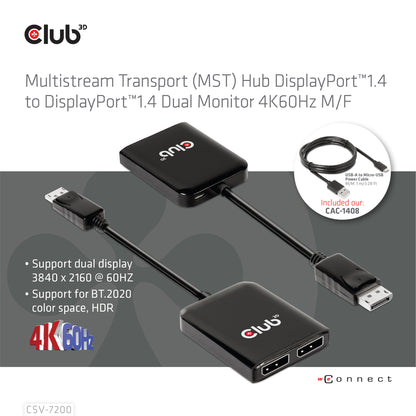 CLUB3D Multi Stream Transport (MST) Hub DisplayPort 2x DisplayPort