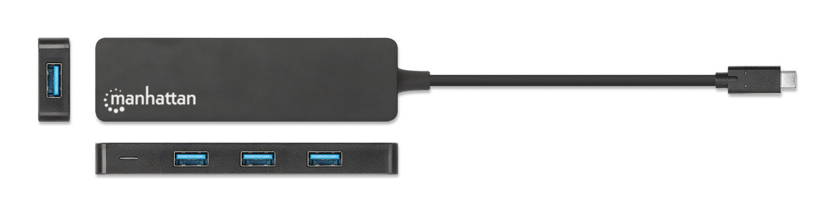 Manhattan 164924 gränssnittshubbar USB 3.2 Gen 1 (3.1 Gen 1) Type-C 5000 Mbit/s Svart