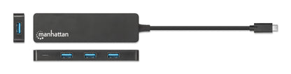 Manhattan 164924 gränssnittshubbar USB 3.2 Gen 1 (3.1 Gen 1) Type-C 5000 Mbit/s Svart