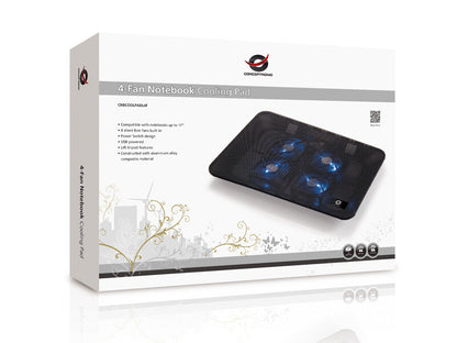 Conceptronic CNBCOOLPADL4F kylningsdynor för bärbara datorer 39,6 cm (15.6") Svart