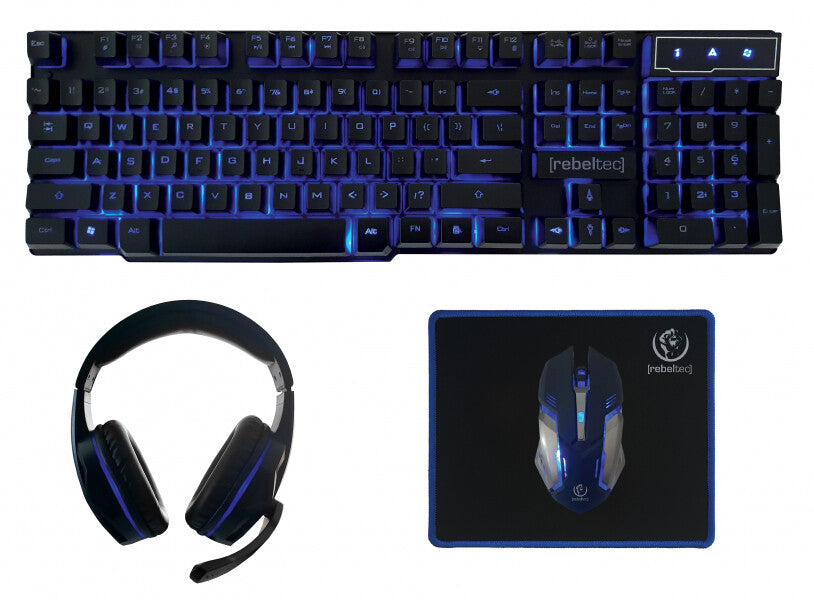 Rebeltec SHERMAN tangentbord Mus inkluderad Spela USB QWERTY Engelsk Svart