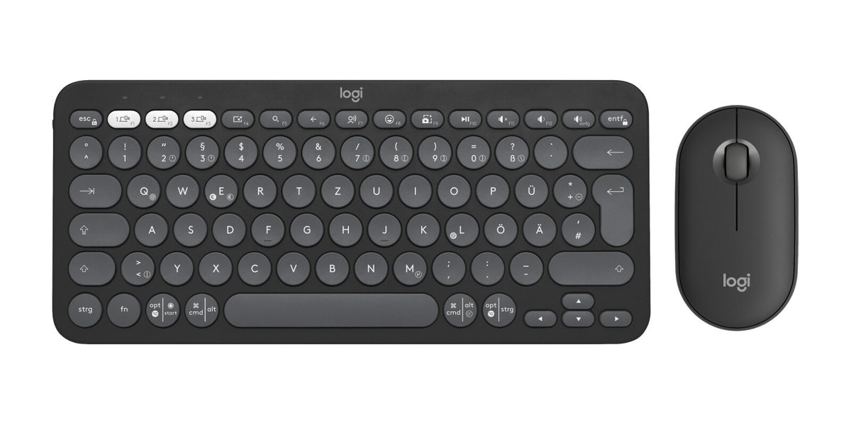 Logitech 920-012203 tangentbord Mus inkluderad Universal Trådlös RF + Bluetooth QWERTZ tyska grafit