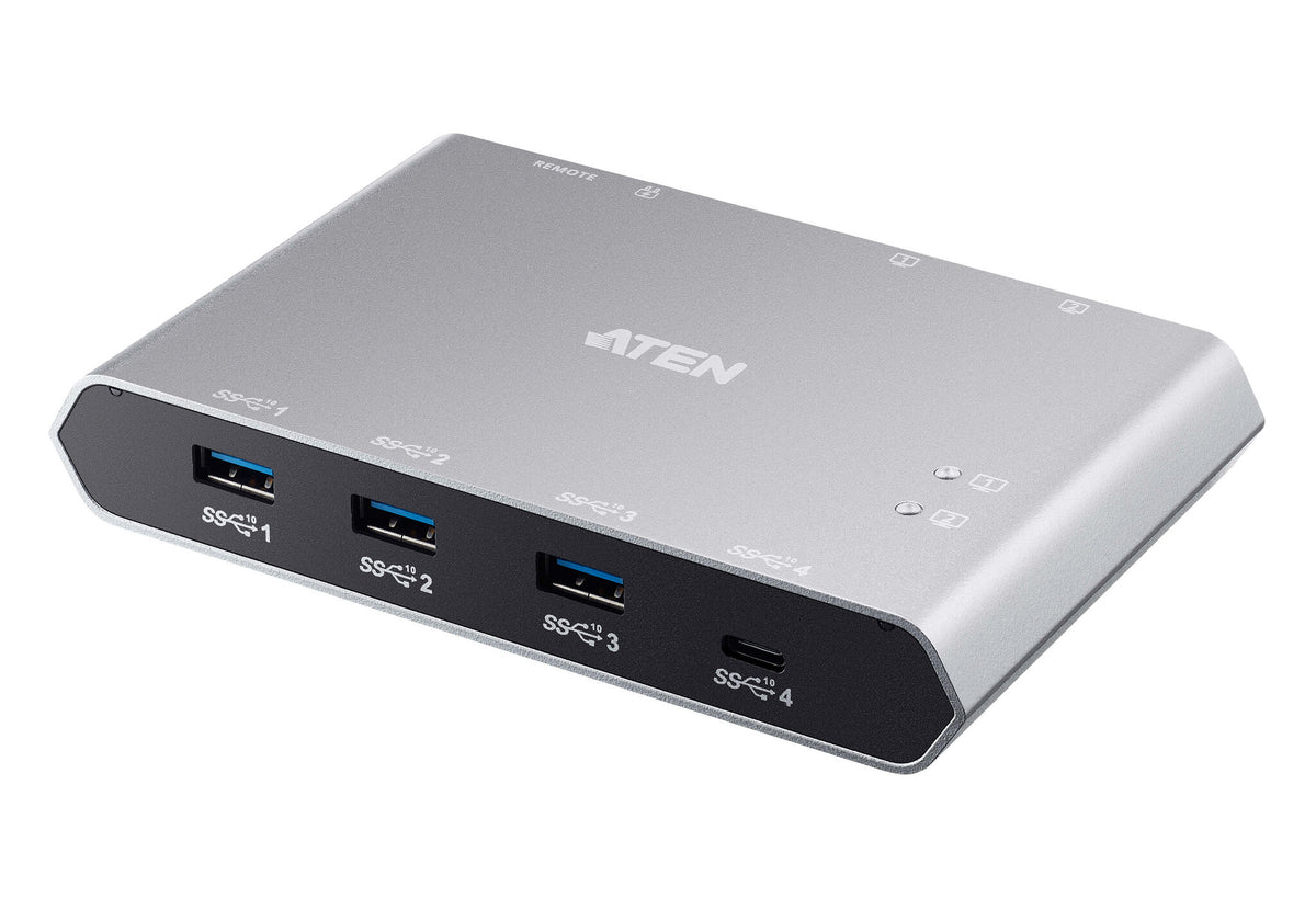 ATEN 2-portars USB-C Gen2 delningsswitch med strömgenomströmning