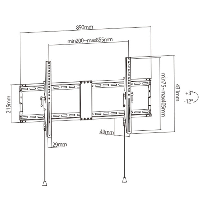 Gembird WM-90T-01 tv-fäste 2,29 m (90") Svart