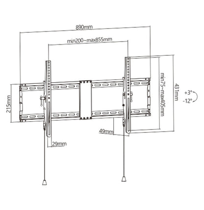 Gembird WM-90T-01 tv-fäste 2,29 m (90") Svart