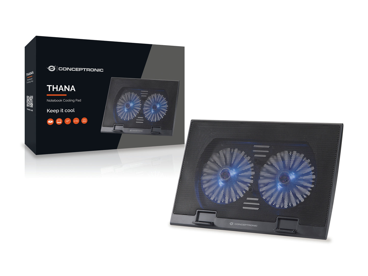 Conceptronic THANA02B kylningsdynor för bärbara datorer 43,2 cm (17") Svart