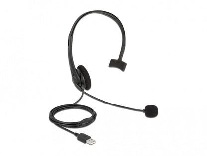 DeLOCK 27177 hörlur och headset Kabel Huvudband USB Type-A Svart