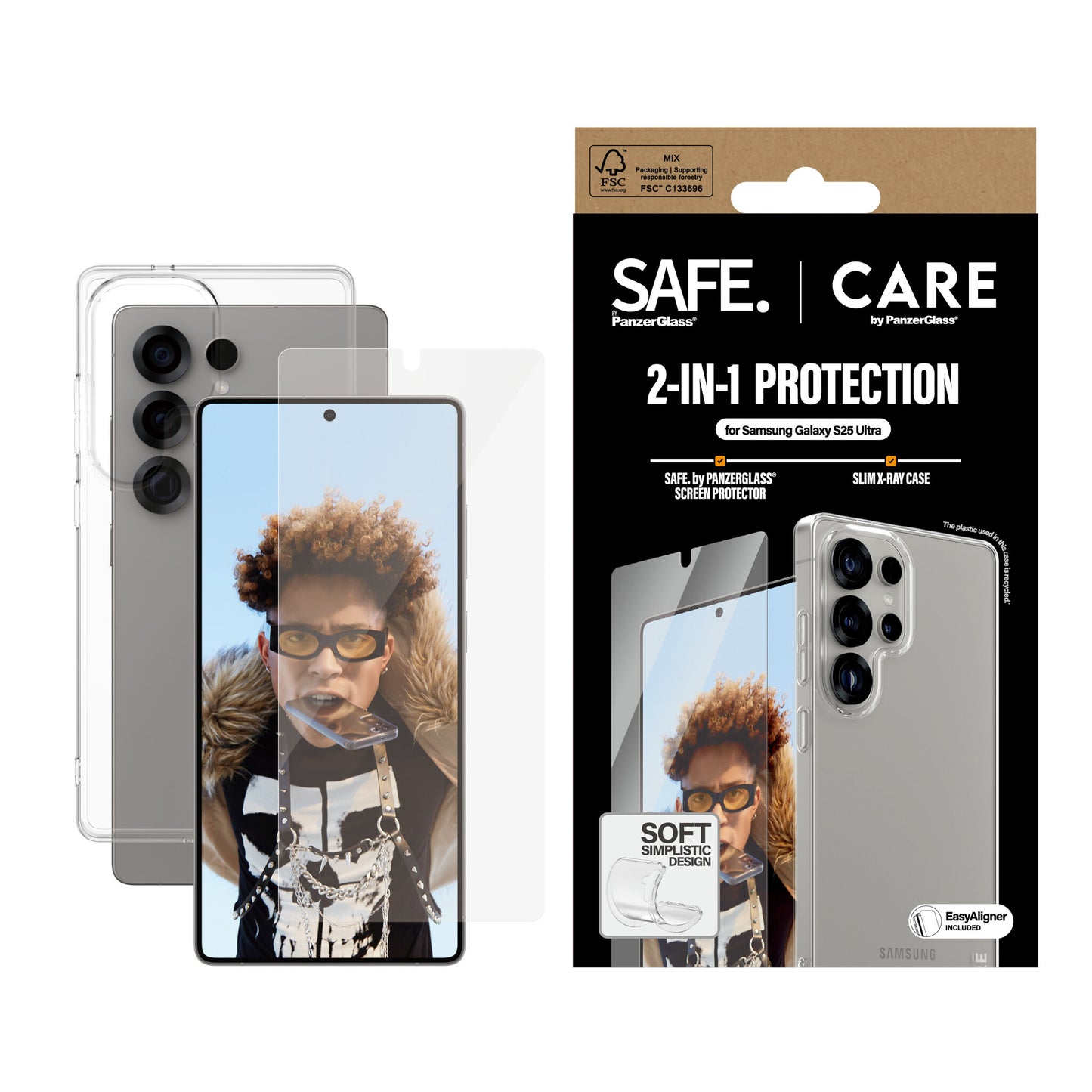 PanzerGlass CARE™ by ® 2-in-1 Bundle Samsung Galaxy S25 Ultra Genomskinligt skärmskydd 1 styck