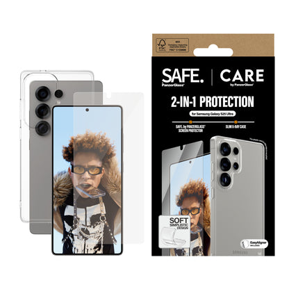 PanzerGlass CARE™ by ® 2-in-1 Bundle Samsung Galaxy S25 Ultra Genomskinligt skärmskydd 1 styck
