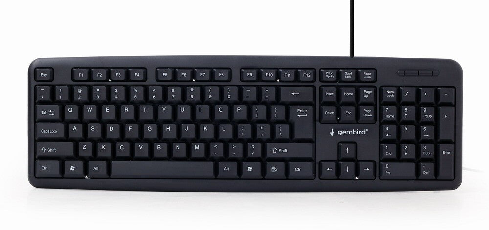 Gembird KB-U-103-RU tangentbord Kontor USB QWERTY Engelsk, Rysk Svart