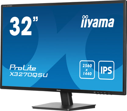 iiyama ProLite X3270QSU-B1 platta pc-skärmar 80 cm (31.5") 2560 x 1440 pixlar Wide Quad HD LED Svart