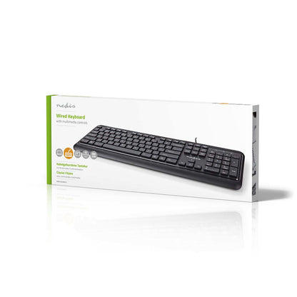 Nedis KBMU200BKUS tangentbord Kontor USB QWERTY Amerikanskt internationellt Svart