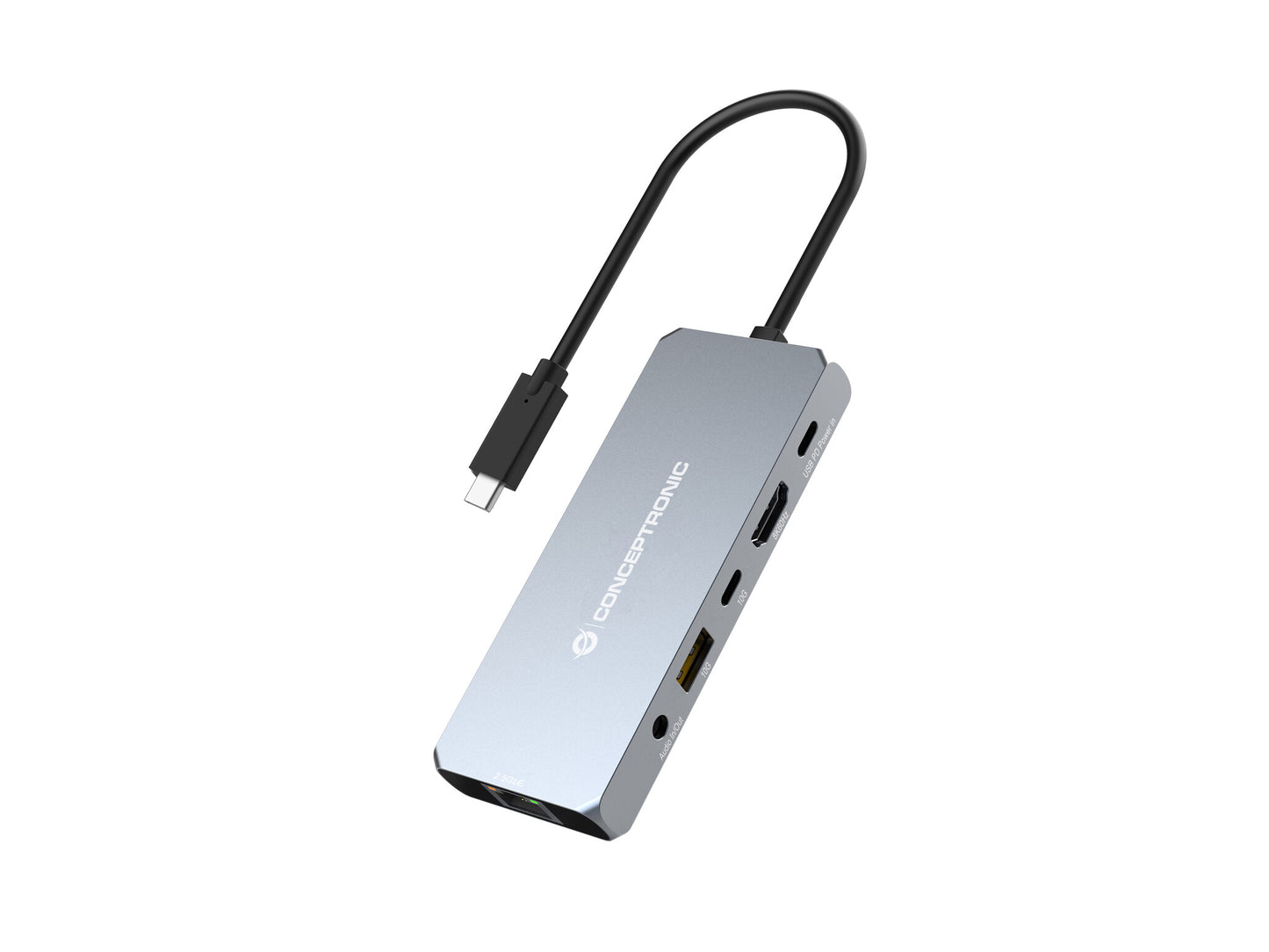 Conceptronic DONN22G dockningsstationer för bärbara datorer Kabel USB 3.2 Gen 2 (3.1 Gen 2) Type-C Grå