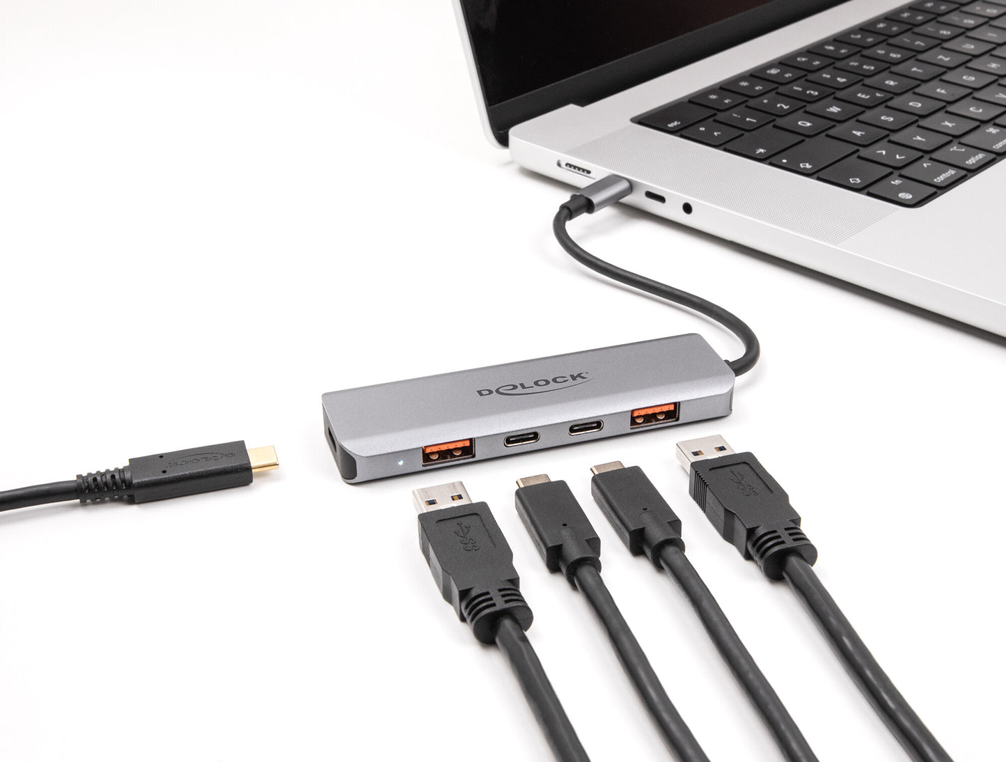DeLOCK 64302 dockningsstationer för bärbara datorer Kabel USB 3.2 Gen 2 (3.1 Gen 2) Type-C Grå