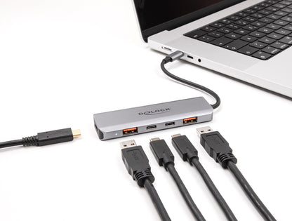 DeLOCK 64302 dockningsstationer för bärbara datorer Kabel USB 3.2 Gen 2 (3.1 Gen 2) Type-C Grå