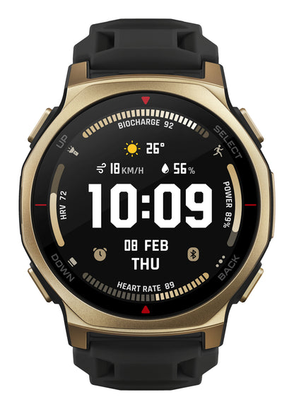 Amazfit T-rex 3 Pro 3,35 cm (1.32") AMOLED 44 mm Digital 466 x 466 pixlar Pekskärm Guld Wi-Fi GPS