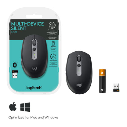 Logitech M590 Multi-Device Silent datormöss Kontor högerhand Trådlös RF + Bluetooth Optisk 1000 DPI