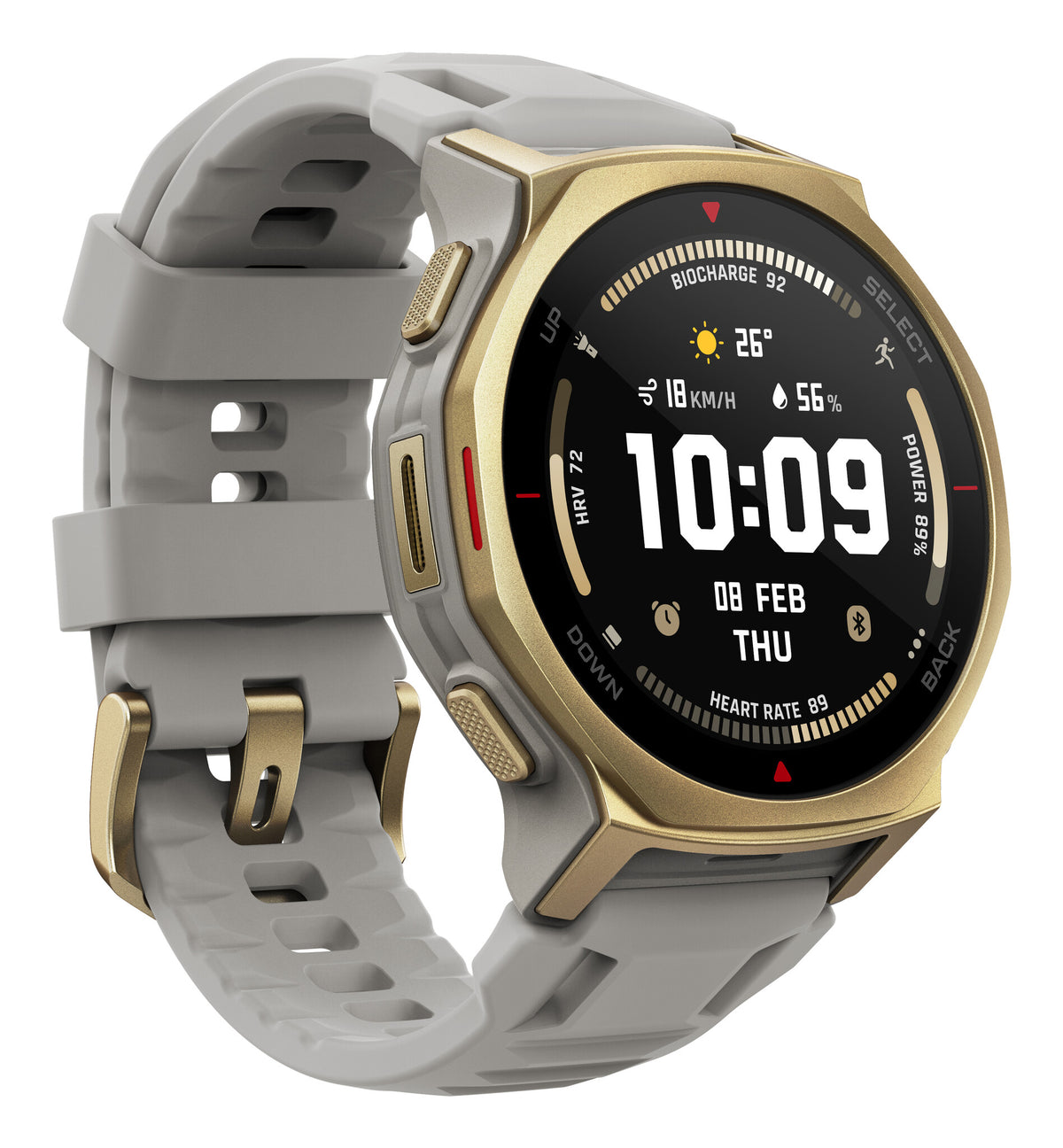 Amazfit T-rex 3 Pro 3,35 cm (1.32") AMOLED 44 mm Digital 466 x 466 pixlar Pekskärm Guld Wi-Fi GPS
