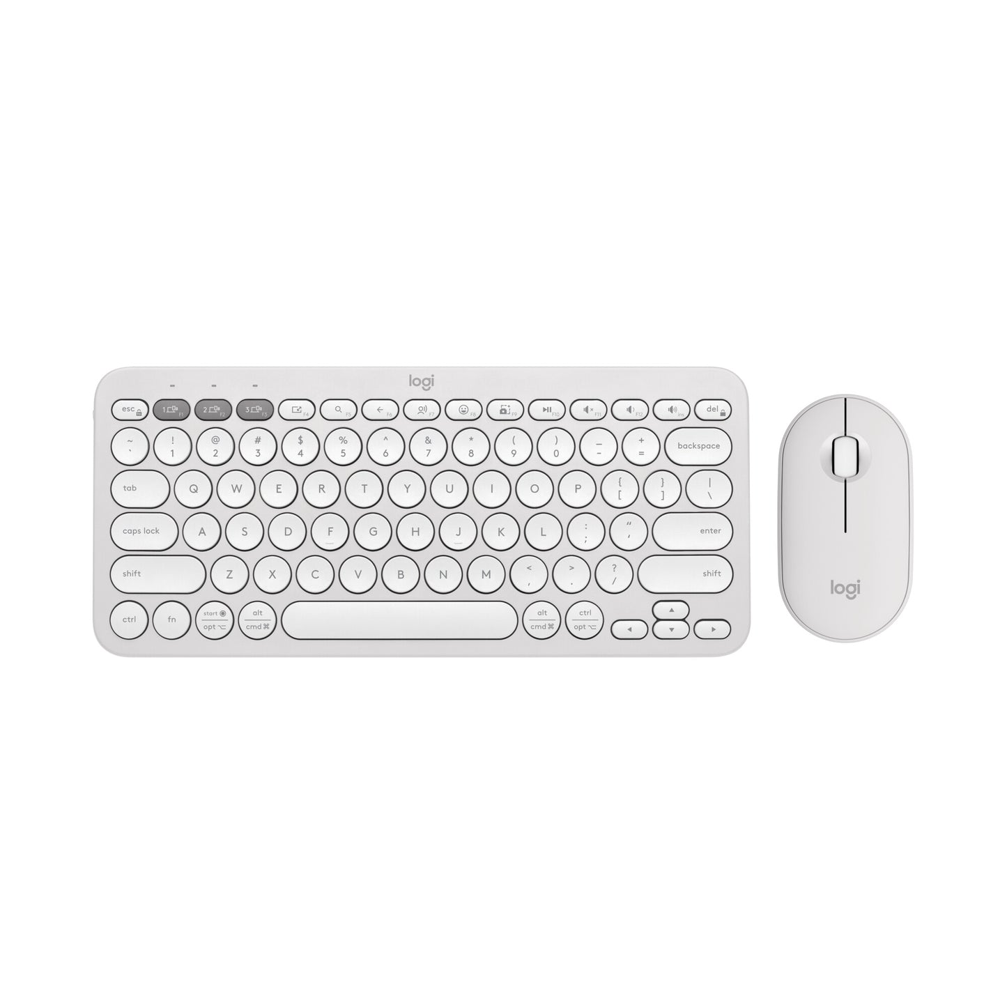 Logitech Pebble 2 Combo tangentbord Mus inkluderad Universal Trådlös RF + Bluetooth QWERTY Amerikanskt internationellt Vit