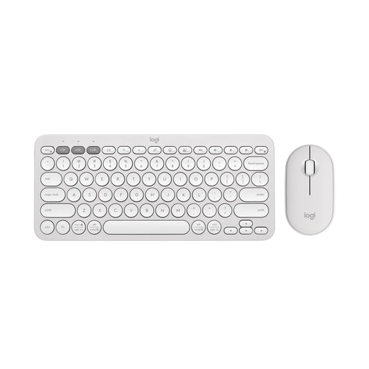 Logitech Pebble 2 Combo tangentbord Mus inkluderad Universal Trådlös RF + Bluetooth QWERTY Amerikanskt internationellt Vit