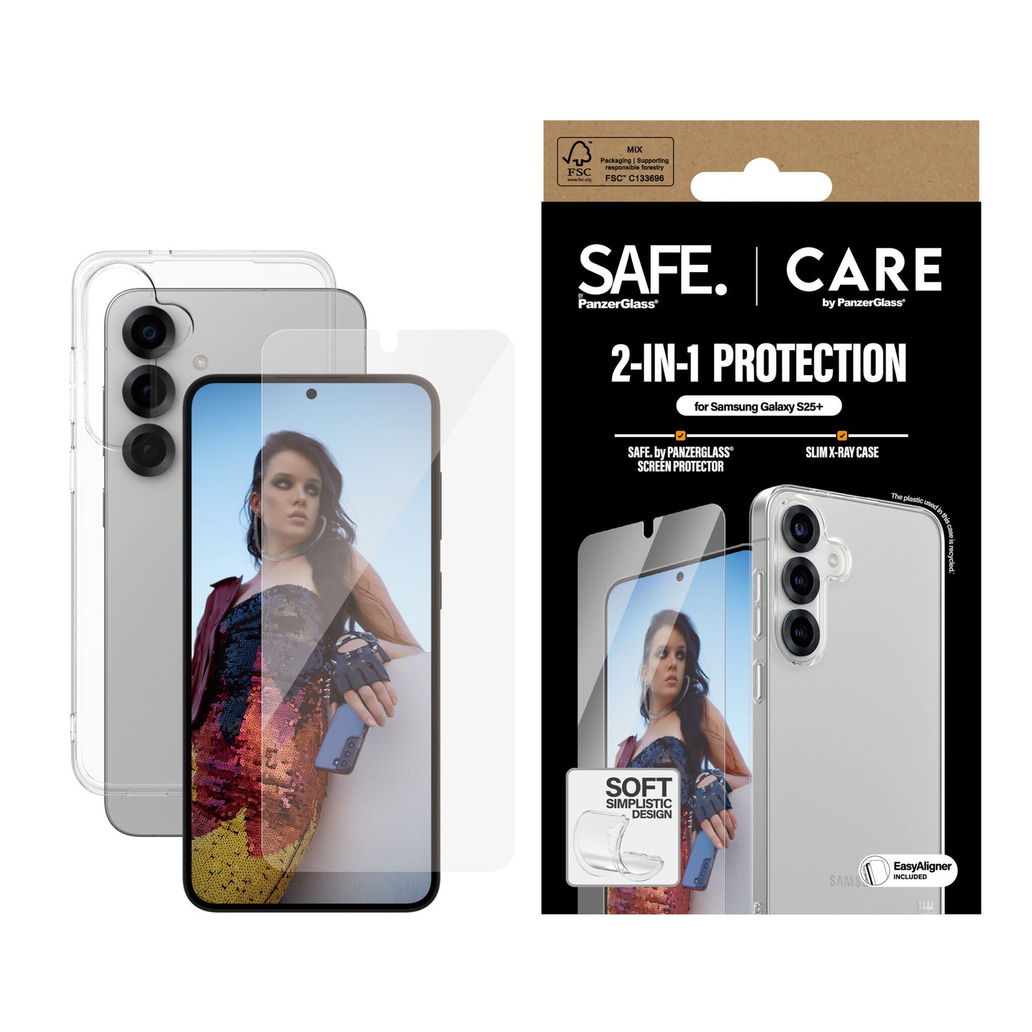 PanzerGlass CARE™ by ® 2-in-1 Bundle Samsung Galaxy S25+ Genomskinligt skärmskydd 1 styck