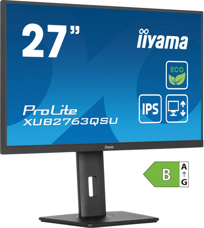 iiyama ProLite XUB2763QSU-B1 platta pc-skärmar 68,6 cm (27") 2560 x 1440 pixlar Quad HD LED Svart