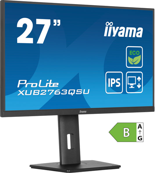 iiyama ProLite XUB2763QSU-B1 platta pc-skärmar 68,6 cm (27") 2560 x 1440 pixlar Quad HD LED Svart