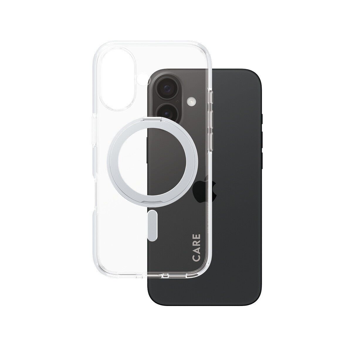 PanzerGlass CARE by ® Feature Case Transparent w. Silver Kickstand & MagSafe iPhone 16 mobiltelefonfodral Omslag