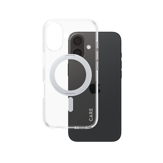 PanzerGlass CARE by ® Feature Case Transparent w. Silver Kickstand & MagSafe iPhone 16 mobiltelefonfodral Omslag