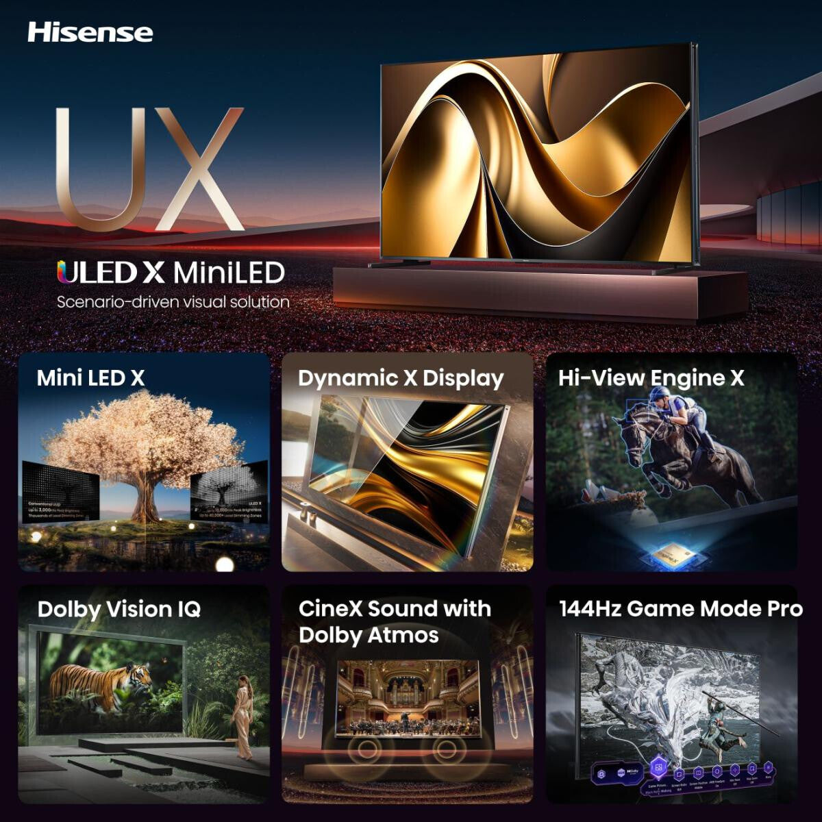 Hisense 85UXNQ 2,16 m (85") 4K Ultra HD Smart-TV Wi-Fi Svart 700 cd/m²