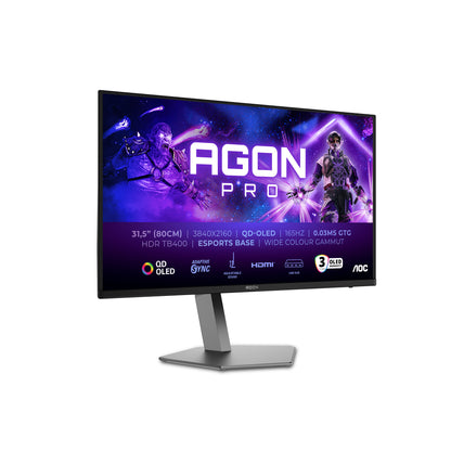AOC AGON PRO AG326UD platta pc-skärmar 80 cm (31.5") 3840 x 2160 pixlar 4K Ultra HD QD-OLED Svart