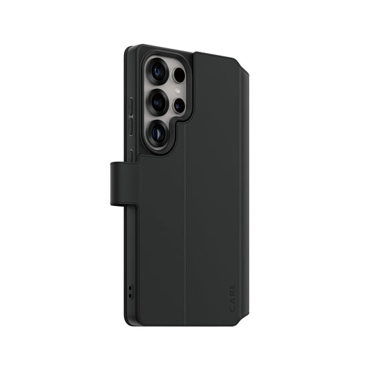 PanzerGlass CARE by ® Feature Wallet Case w. Kickstand Samsung Galaxy S25 Ultra mobiltelefonfodral Omslag Svart
