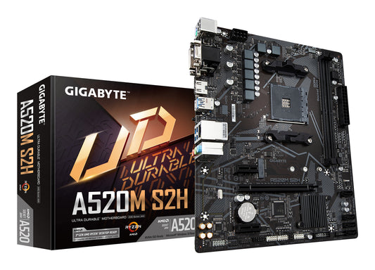GIGABYTE A520M S2H moderkort AMD A520 Uttag AM4 micro ATX