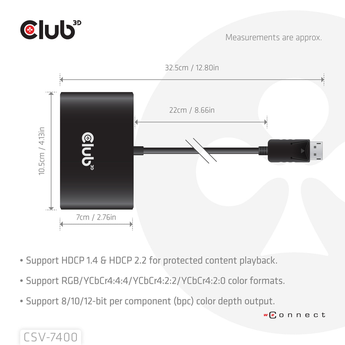 CLUB3D CSV-7400 bilddelare DisplayPort 4x DisplayPort