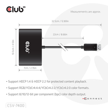 CLUB3D CSV-7400 bilddelare DisplayPort 4x DisplayPort