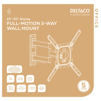 Deltaco ARM-0257-B tv-fäste 60,1 m (2365") Svart