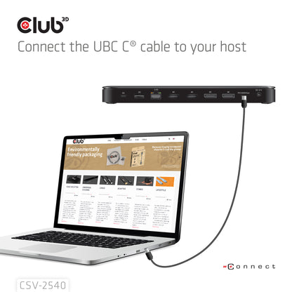 CLUB3D CSV-2540 dockningsstationer för bärbara datorer Dockning USB 3.2 Gen 1 (3.1 Gen 1) Type-C Svart
