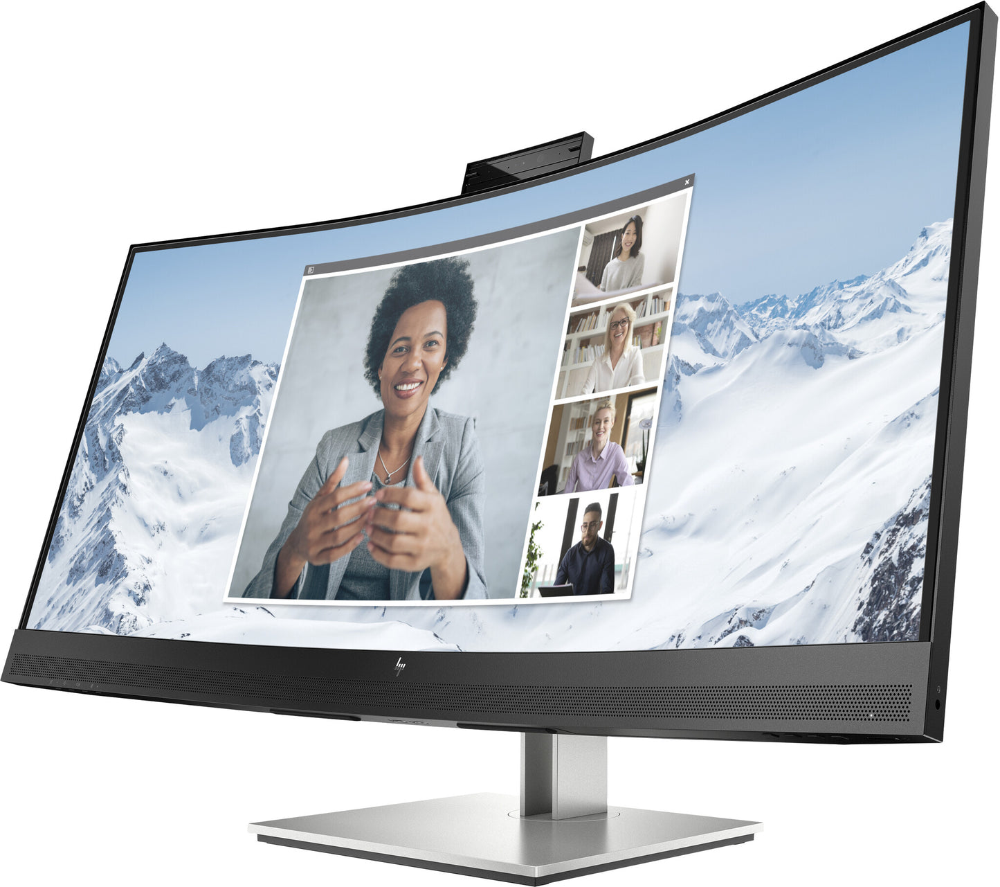 HP E34m G4 välvd WQHD-USB-C-bildskärm för konferenssamtal
