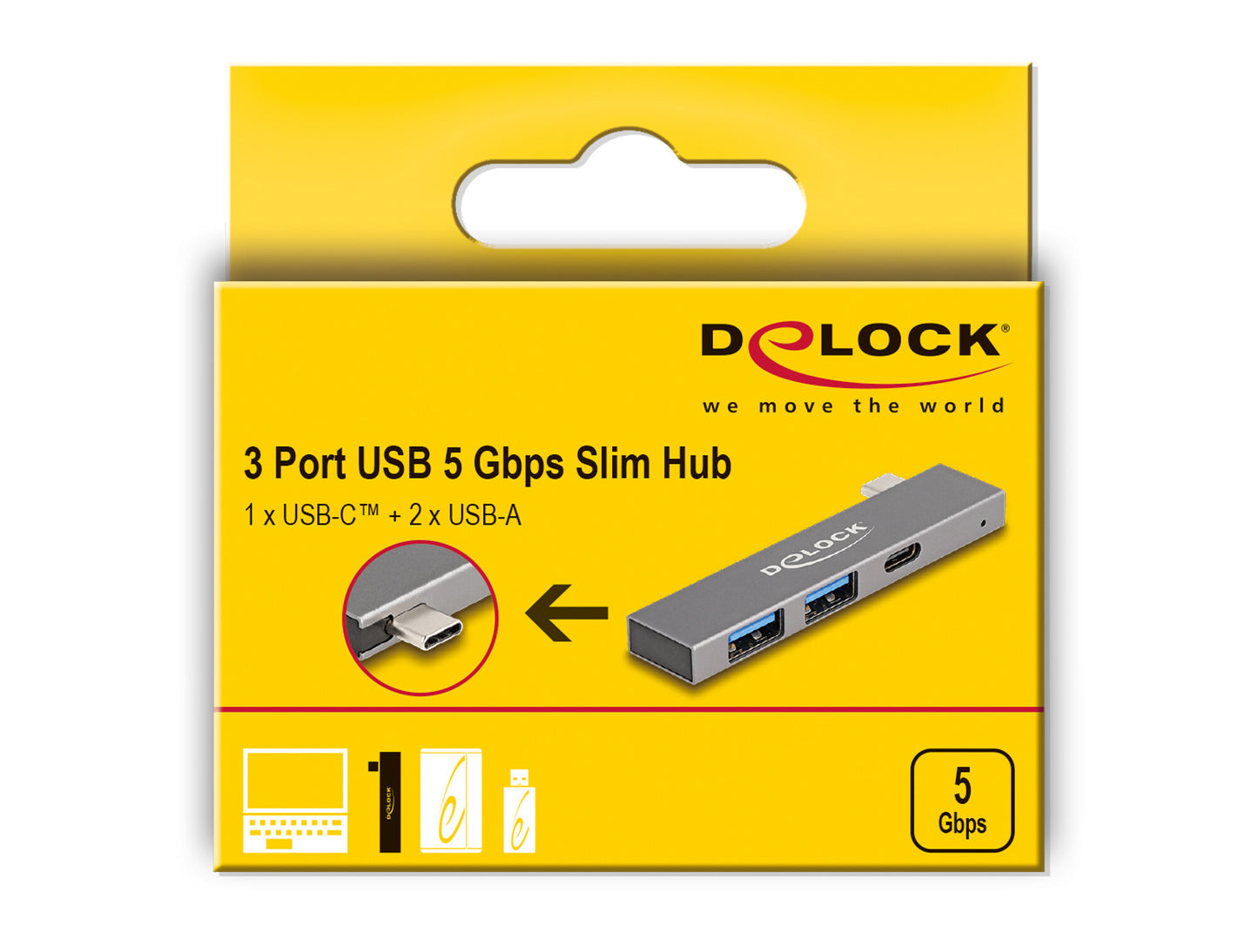 DeLOCK 64275 dockningsstationer för bärbara datorer Dockning USB 3.2 Gen 1 (3.1 Gen 1) Type-C Grå