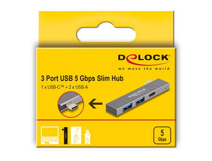 DeLOCK 64275 dockningsstationer för bärbara datorer Dockning USB 3.2 Gen 1 (3.1 Gen 1) Type-C Grå